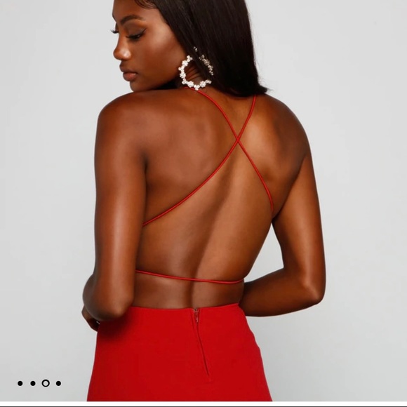 Brand new red, strappy cut-out gown in XS from Windsor - Picture 2 of 5